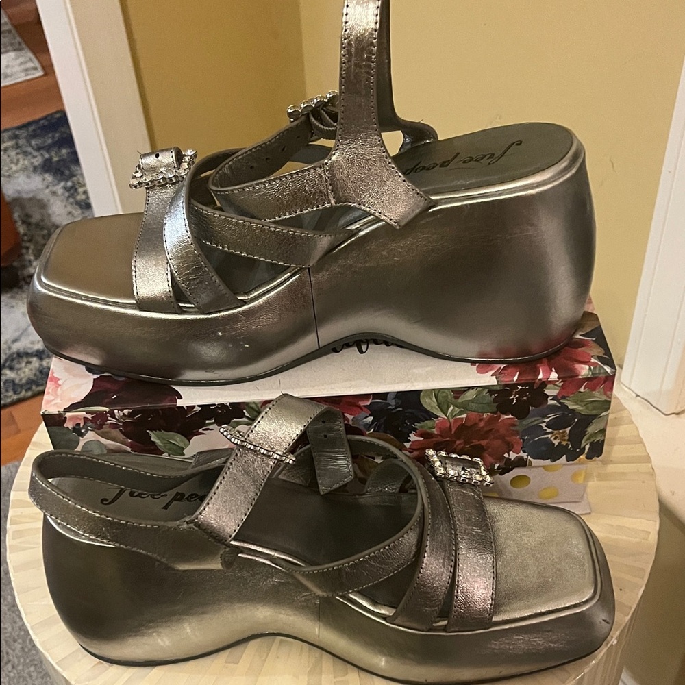 Free People Metallic Platform Sandals